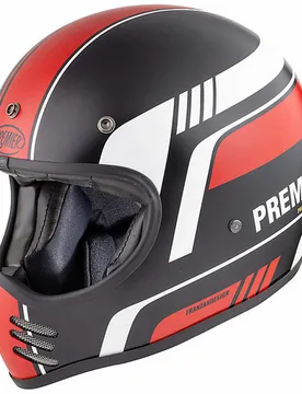 Casco Moto Integrale Vintage MX BL92 BM Nero Rosso O taglia S - Premier - FashionsVida