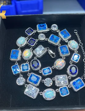 THE BLING KING Iced Out Multicolor Blue Pink Gem Stone Opal Necklace Enamel Cross Chain Big Gemstone Bracelet HipHop Jewelry - Aliexpress - FashionsVida