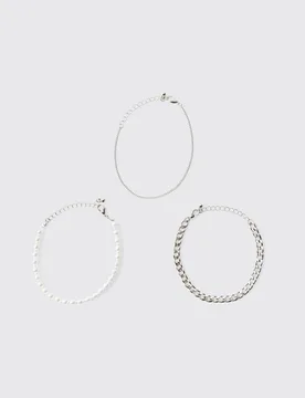 Herren Multi-Armband-Set Silver - boohooMAN - FashionsVida