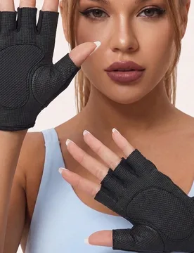 Guantes de fitness antideslizantes de media dedo con cierre de gancho y bucle, guantes sin dedos ligeros y transpirables para levantamiento de pesas p - Shein - FashionsVida