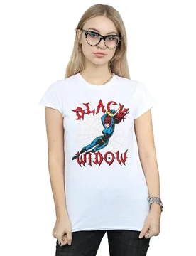 Women's Black Widow Web Cotton T-Shirt in White Size: Small - White - Size: S - Marvel - FashionsVida