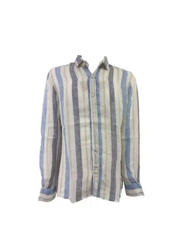 Camicia Lino A Righe Blu/beige P24TUTOR288 - Bob - FashionsVida