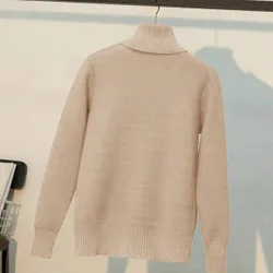 Suéter de cuello alto con forro térmico y ajuste ceñido, capa base cálida de punto para otoño/invierno S