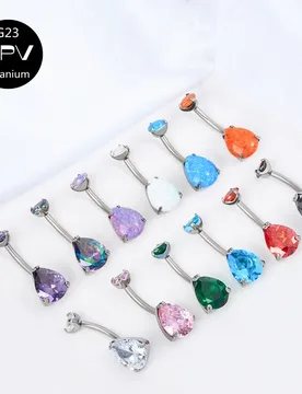 G23 Navel Nail Titanium Mosaic In The Shape Of A Luxury Large Zircon And Opal Body Piercing Jewelry Navel Ring Nail - Aliexpress - FashionsVida