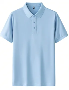 Camiseta para hombre, polo de verano transpirable y de secado rápido, camiseta de negocios de manga corta fina, top casual elástico de unicolor para - Shein - FashionsVida