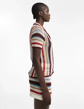 TSGERDI SS CROCHET STRIPED KNIT SHI female - XS - FashionsVida