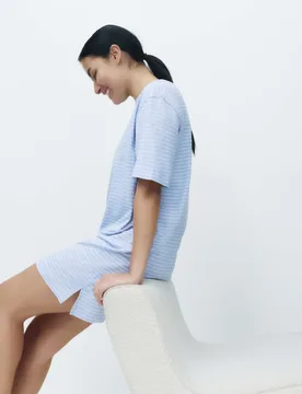 Cotton Modal Nightdress Blue Mix female - M&S - FashionsVida