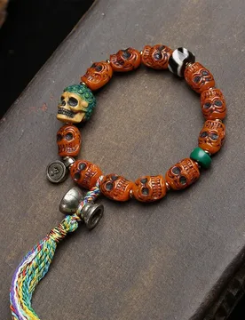 Tibetan Returned Bone Carving Corpse Tattoo Skeleton Single-ringed Ware A Dull Agate Antler Roots Payment Accessories Bracelet - Aliexpress - FashionsVida