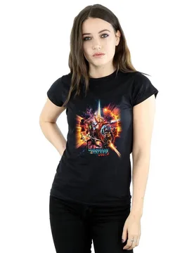 Women's Guardians Of The Galaxy Vol. 2 Team Poster Cotton T-Shirt in Black Size: Medium - Black - Size: M - Marvel - FashionsVida