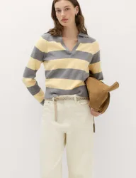 Striped Knitted Rugby Top Yellow Mix female