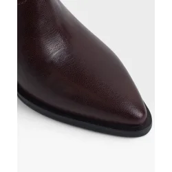 Botines cowboy de mujer piel tacón tachas granate