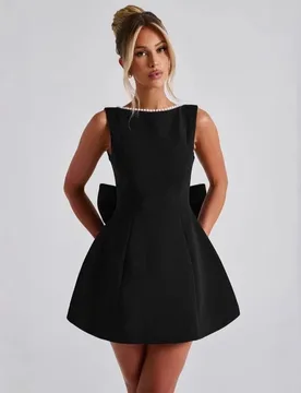 Summer Women's Pearl Bow Fashion Slim Fit Backless Spice Girl A-line Dress - Aliexpress - FashionsVida