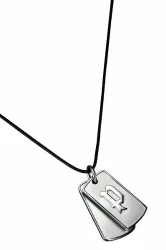Mens : "Double Action" Pendant - Silver Leather - One Size