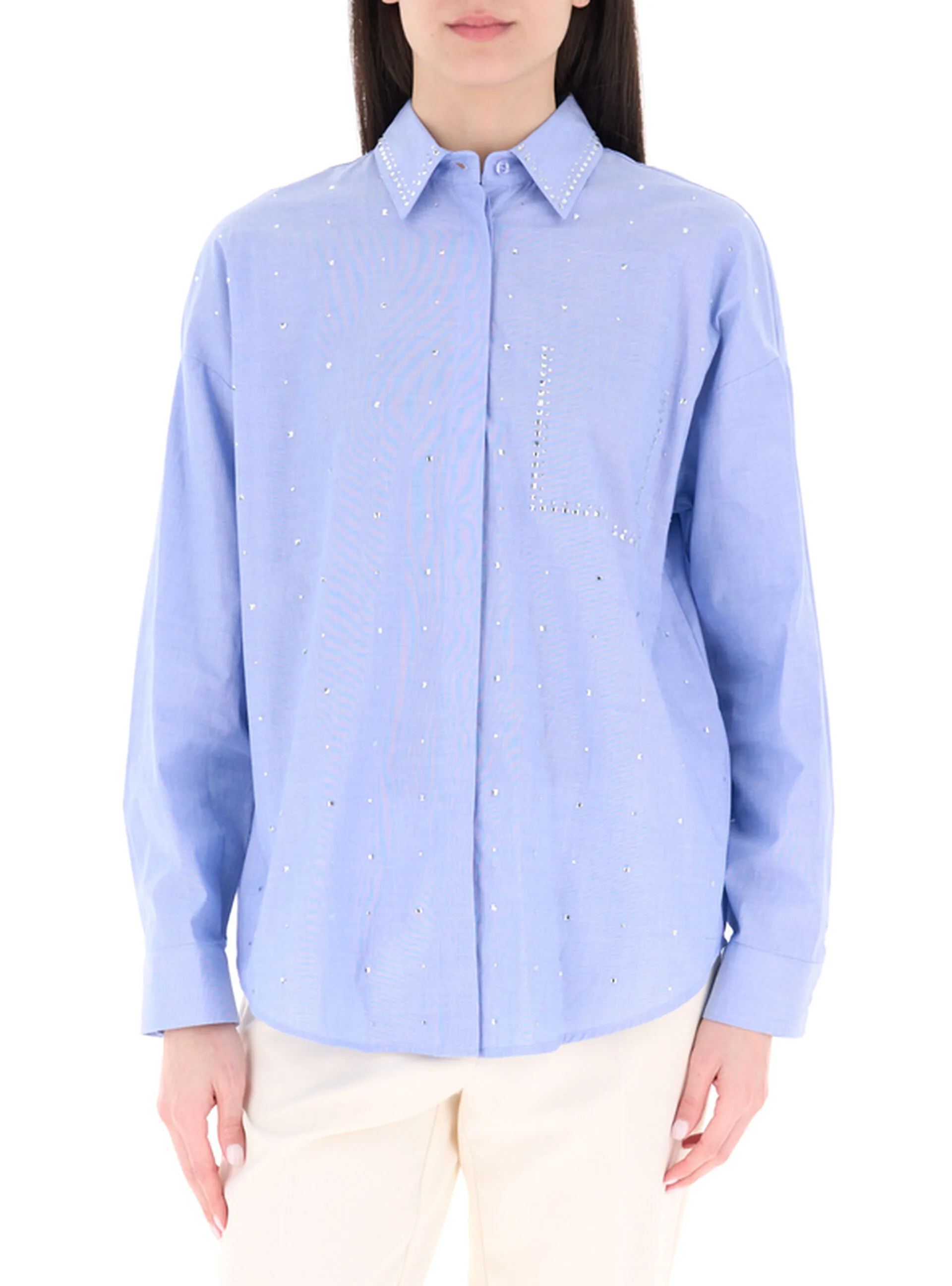 Camicia con strass AZZURRO OXFORD 40 - Liu jo - FashionsVida