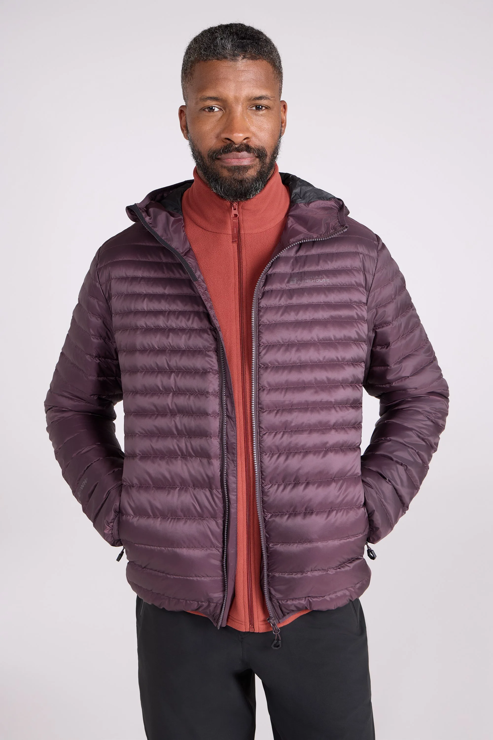 Featherweight Hybrid Down Extreme Hooded Jacket - Brown - Mountain Warehouse - FashionsVida