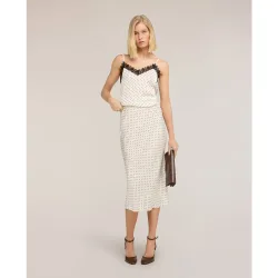 Falda midi de raso con lunares estampado de lunares