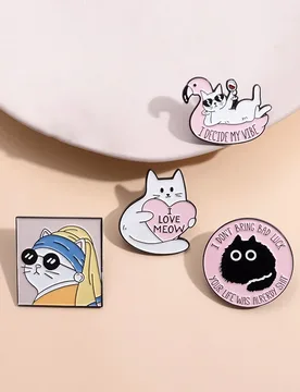 I Love Meow Enamel Pins I Don'T Bring Bad Luck Cat Sunglasses Badge Backpack Pink Kawaii Jewelry Gift For Friends Wholesale - Aliexpress - FashionsVida