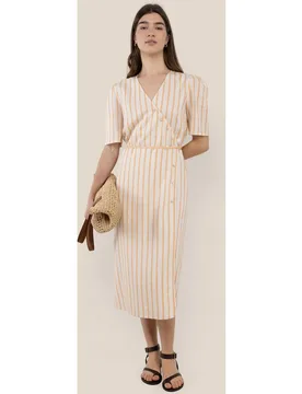 Vestido midi de mujer de rayas agatha - El Ganso - FashionsVida