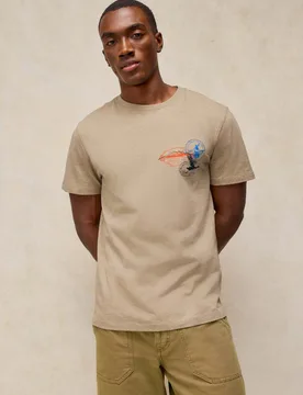 Cotton Rich Embroidered Crew Neck T-Shirt Natural Mix male - White stuff - FashionsVida