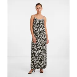 Vestido largo de tirantes y estampado de leopardo de mujer