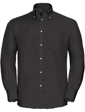 Collection Mens Ultimate Non-Iron Long-Sleeved Formal Shirt (Black) Cotton - Size 14.5 Inch - Russell athletic - FashionsVida