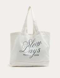 Pure Cotton Canvas Graphic Tote Bag Ecru Mix female