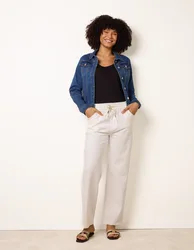Elasticated Trousers With Tie - XL / IVORY - female