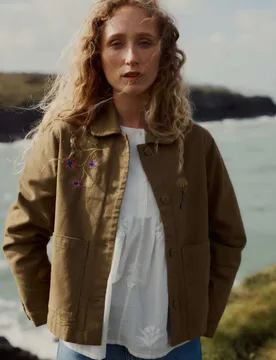 Pure Cotton Embroidered Utility Jacket Brown Mix female - Seasalt cornwall - FashionsVida