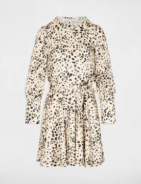 Vestido corto satinado con animal print - Morgan - FashionsVida