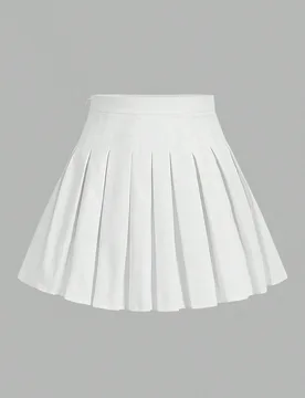 Falda blanca plisada casual con cremallera lateral de unicolor S - Shein - FashionsVida