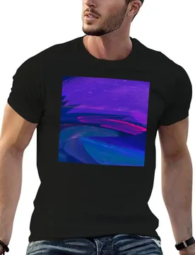 Blue rowboat under a purple sky T-Shirt Anti-Fade Casual Tee Shirt - Aliexpress - FashionsVida