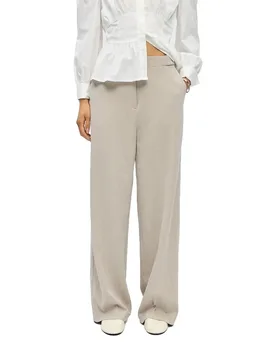 Pantaloni A Vita Alta Kammy Silver Grey / Detail Melange 36 - Vila - FashionsVida