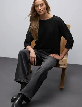 Glitzerndes Strukturshirt female Schwarz - Street One - FashionsVida