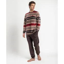 Pijama completo largo de hombre de tejido de terciopelo de doble cara