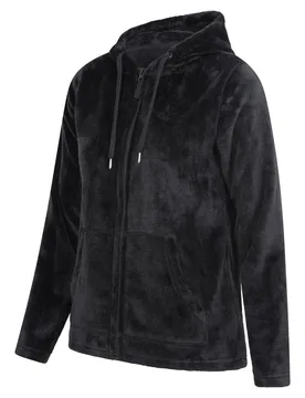 Women's 'Snaggle' Fleece Lined Lightweight Adjustable Hood Easy Care Hoodie in Black Size: 16 - Black - Size: 16 - Mountain Warehouse - FashionsVida
