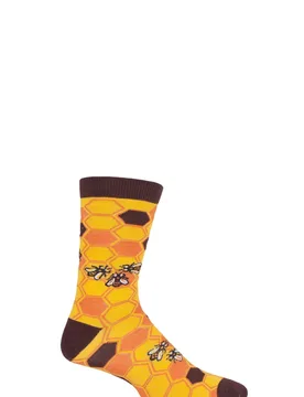 Pair Yellow Save Our Bees Fair Trade Bamboo Socks Unisex 3-7 Ladies - - Yellow - Size: Small - Shared Earth - FashionsVida