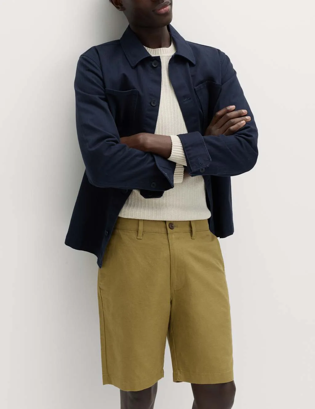 Linen Blend Chino Shorts Olive male - M&S - FashionsVida