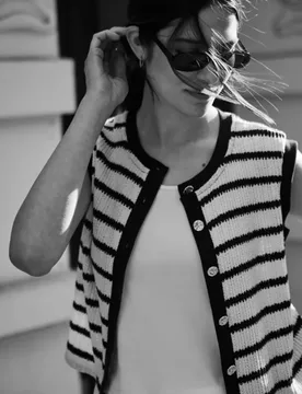 Street One Weste mit Rundhals und Streifen female Weiß - Street One Studio - FashionsVida