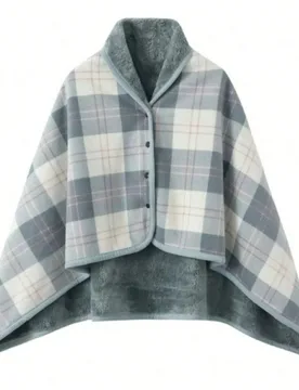 Pieza Manta chal de franela a cuadros gruesa y multifuncional, usable para el hogar y la oficina en otoño/invierno, manta holgada estilo coreano, man - Shein - FashionsVida
