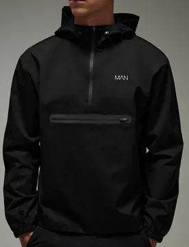 Herren Herren Active Regular Fit Halbreißverschluss Windbreaker Jacke Black Größe 2XL - boohooMAN - FashionsVida