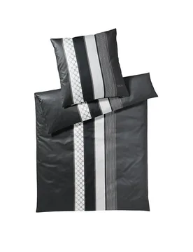Joop Ropa de cama de satén Cornflower Stripe 70x90cm / 140x200cm (Deep Stone) negro - Joop! - FashionsVida