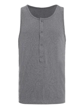 Men Button-Up Sport Workout Daily Casual Tank Top Sleeveless Ribbed Vest for Sports Workout Gym Fitness Body-Building Running - Aliexpress - FashionsVida