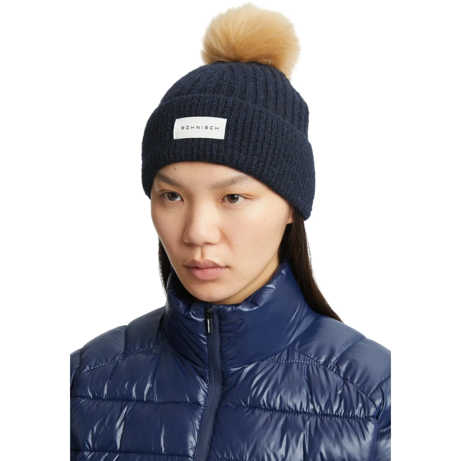 Beanie Pom Rib, navy one_size_fits_all - Röhnisch - FashionsVida