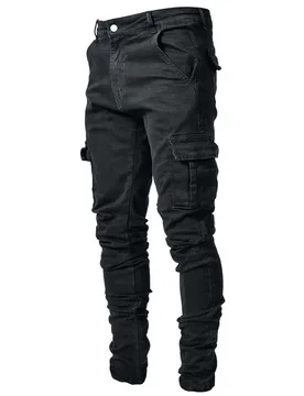 Hombres Jeans algodón con bolsillo con solapa con cremallera - Shein - FashionsVida