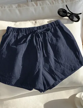 Shorts de cintura con cordón con bolsillo oblicuo S - Shein - FashionsVida