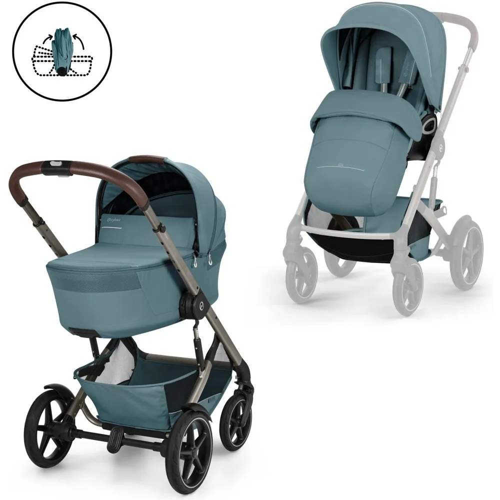 Carro de bebé dúo Talos S Lux con chasis topo y textiles y capazo plegable Fold Cot - Cybex - FashionsVida