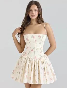Women's Floral Print Mini Dress Lovely Strappy A-Line Summer Beach Party Dress Casual Clubwear - Aliexpress - FashionsVida