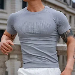 Men's Sports Short-sleeved Running T-shirt Fitness Tight Outdoor High Elastic Breathable Perspiration Quick Drying Clothes