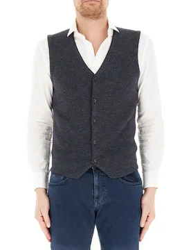 FERRANTE Gilet misto lana BLU 50 - FERRANTE - FashionsVida
