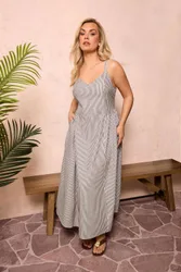 Women's Stripe Maxi Dress in Brown Size: 14 - Brown - Size: 14